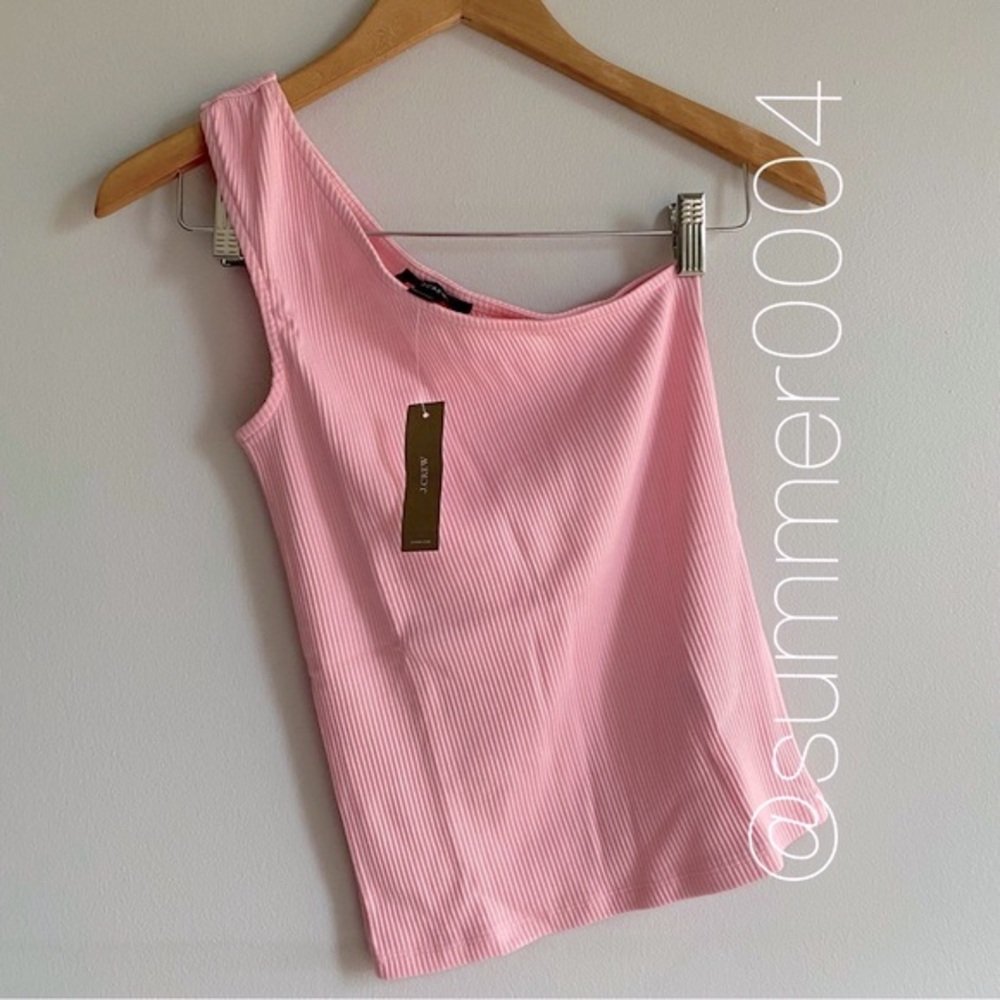 NWT J Crew One Shoulder Vintage Rib Warm Pink Top XS - Picture 2 of 6